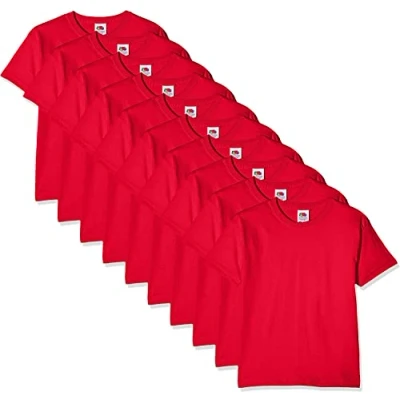 Afbeelding van Fruit of the Loom Jongens T shirt (verpakking van 10 stuks), Rood (Red 41), 9 11 Jaren