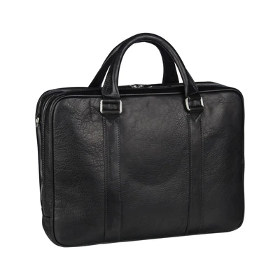 Afbeelding van LEONHARD HEYDEN Leren Afzonderlijke gevallen Schoudertas met laptopvak Bergamo Zipped Briefcase 2 Black Zwart