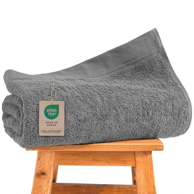 Afbeelding van Hausfelder Saunahanddoek XXL, 80 x 200 cm, premium 500 g/m², saunahanddoek, groot, voor dames en heren, 100% katoen, Öko Tex gecertificeerd (80 grijs)