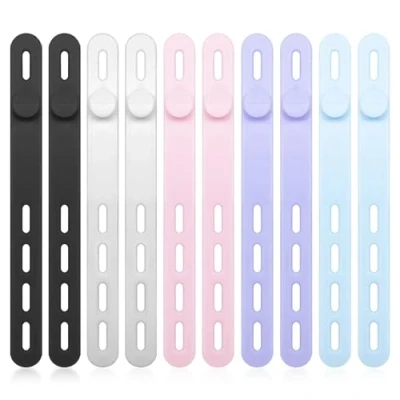 Afbeelding van 10 stuks gatbinders, siliconen kabelbinders, herbruikbare draad en kabelorganizer, multifunctionele hoofdtelefoon kabelbinders