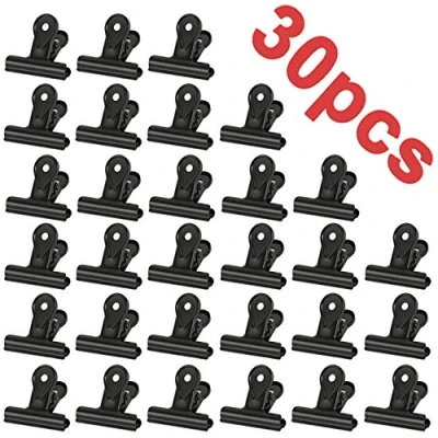 Afbeelding van 30 stuks kleine bulldog paperclips, multifunctionele clip voor beugels foto&#039;s, kantoor en keuken (zwart)