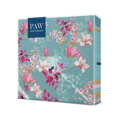 Afbeelding van PAW Papieren Servetten 3 laags (33 x 33 cm) I 20 Stuks Gedrukt met Inkt op Waterbasis Verjaardag Decoratie Tafelversiering Natuur, Dieren Motief Kleur: Magnolia
