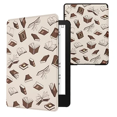 Afbeelding van kwmobile e reader hoesje compatibel met Amazon Kindle Paperwhite 11. Generation 2021 Magneetsluiting Ereader case Boeken in beige/bruin/goud