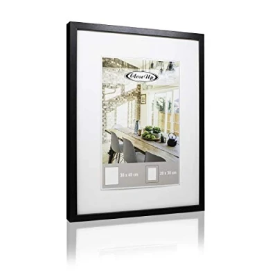 Afbeelding van Close Up Posterlijst 30x40 cm zwart Premium MDF frame plexiglas venster fotolijst met passe partout
