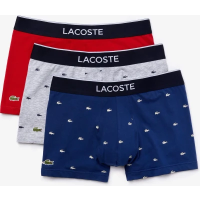 Afbeelding van Boxershort Lacoste Men Casual Navy Blauw / Gevlamd Grijs Rood (Set van 3) XXL