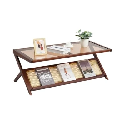 Afbeelding van VEVOR rotan salontafel tuintafel Z vorm woonkamer 120cm