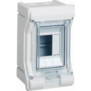 Afbeelding van Hager verdeler opbouw 2 3 modulen 1x din rail 110x175x93mm ve103f