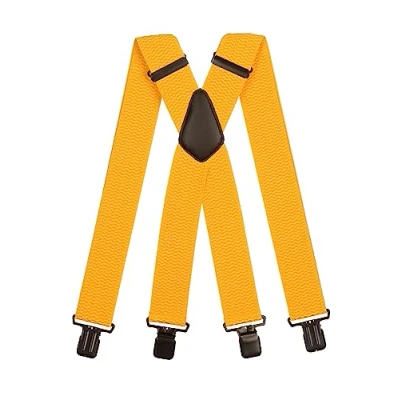 Afbeelding van Olata Extra Brede X Vorm Bretels met Dikke Stof 5 cm. Geel (Zwarte Clips)