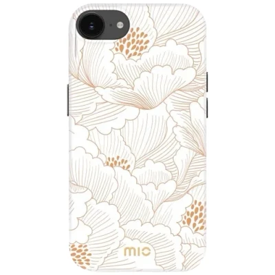 Afbeelding van Mio by Mobilize Hoesje Geschikt voor Apple iPhone 16e MagSafe Telefoonhoesje Hardcase Backcover Draadloos Opladen met Magnetische Ring Case White Roses Wit