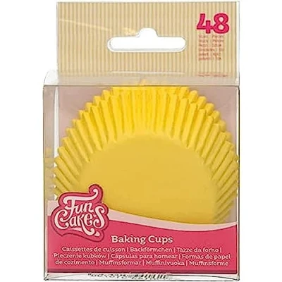 Afbeelding van FunCakes Baking Cups Geel: Perfect voor alle cupcakes, Cupcakes en meer, Taart decoratie, pk/48