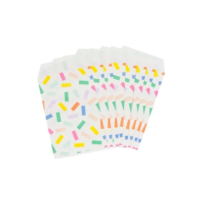 Afbeelding van HEMA Uitdeelzakjes Papier Gekleurde Streepjes 8 Stuks