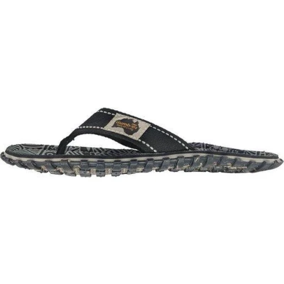 Afbeelding van Gumbies heren Teenslipper ISLANDER CANVAS SLIPPERS BLACK SIGNATURE PATTERN Maat 38