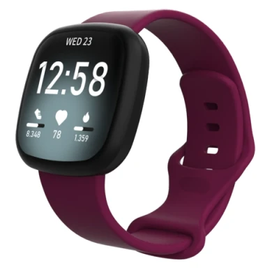 Afbeelding van Fitbit Versa 3 &amp; 4 / Sense 1 2 Sportbandje Wijnrood Maat: S/M
