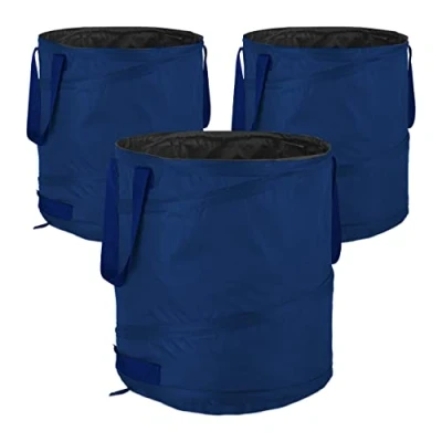 Afbeelding van Relaxdays tuinafvalzak pop up set van 3 85 liter tuinzak groenafvalzak blauw