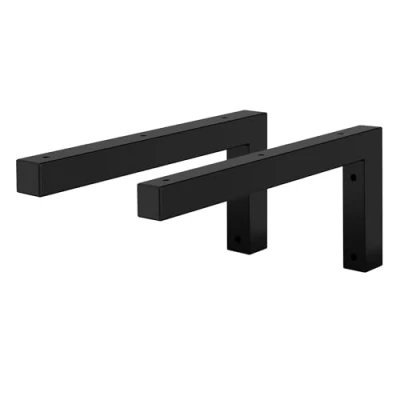 Afbeelding van Wandhouder set van 2 hoek L vorm 30x15 cm zwart staal ML Design