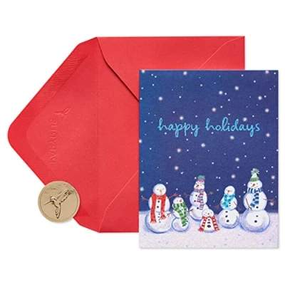 Afbeelding van Papyrus Kerstkaarten Boxed, Happy Holidays Sneeuwmannen (20 Count)