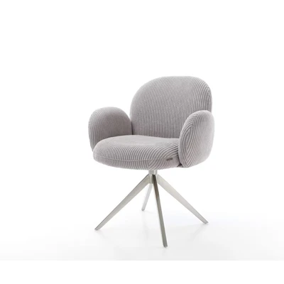 Afbeelding van DELIFE Draaistoel Nube Flex met armleuning koord zilver grijs kruisframe breed roestvrij staal 360 draaibaar rocker functie pocketveer kern