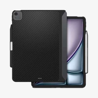 Afbeelding van Spigen Enzo Aramid Hoes Compatibel met iPad Air 6e M2 (2024) / 5e (2022) 4e Generatie (2020) 11 en 10.9 Inch Case Magnetische Ring Zwart