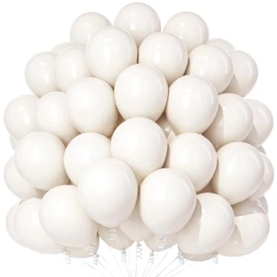 Afbeelding van Teselife Zand Witte Ballonnen, 100 Stuks 12 Inch Matte Latex Feest Ballonnen Voor Mannen Vrouwen Verjaardag Babyshower Jubileum Bruiloft Verloving Afstudeerfeest Decoraties
