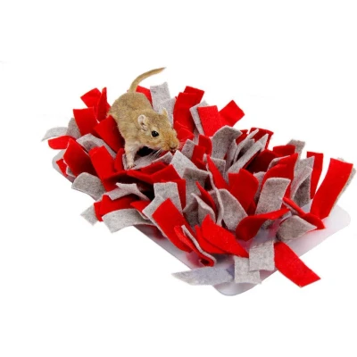 Afbeelding van Bunny Nature Snuffelmat Vilt Rood Grijs 28 x 15 cm