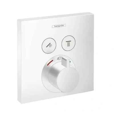 Afbeelding van Hansgrohe showerselect afbouwdeel voor inbouwkraan thermostatisch 2 douchefuncties met start stop kraan mat wit 15763700