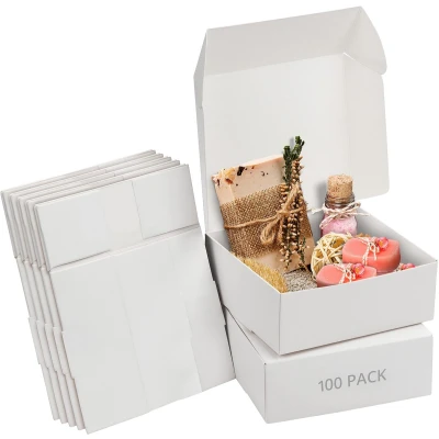 Afbeelding van Kurtzy Kraft Witte Hobby Geschenk Doosjes (100 Pak) Doos Meet 12 x 5 cm Makkelijk te Assembleren Vierkante Presentatie Dozen Feesten, Verjaardagen, Huwelijken, Vakanties