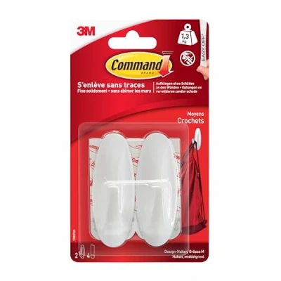 Afbeelding van 3M Command medium Designer haak (l x b h) 79 29 mm Wit Inhoud: 2 stuk(s)