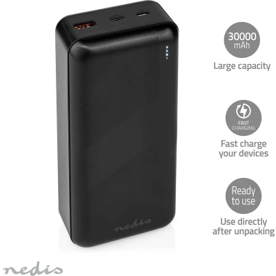 Afbeelding van Powerbank Nedis 30.000 mAh (USB C Power Delivery, USB A Quick Charge, 20W)
