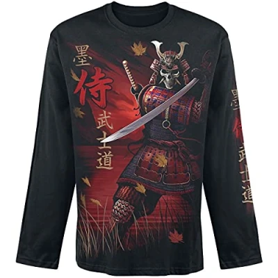 Afbeelding van Spiral Samurai Shirt met lange mouwen zwart L 100% katoen Everyday Goth, Gothic, Horror, Rock wear