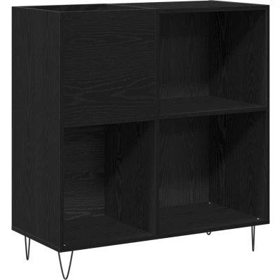 Afbeelding van vidaXL Recordkast Zwart Eiken Samengesteld Hout, Metaal 84.5 x 38 90 cm