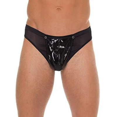 Afbeelding van Amorable by Rimba Erotische String Doorzichtige Lak Slip voor Mannen Zwart One Size