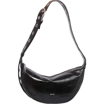 Afbeelding van abro Schoudertas Leather Alias Soft By My Side Bag Black / Nickel Zwart