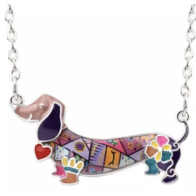 Afbeelding van Ketting Teckel Lila Emaille Charme Bijoux
