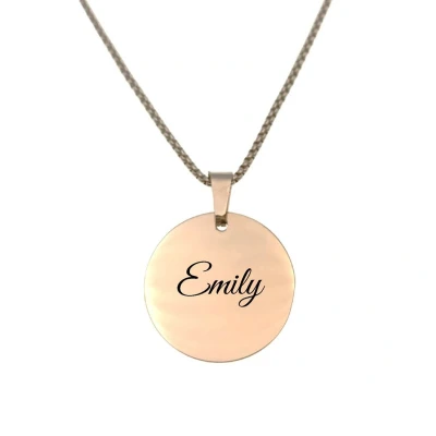 Afbeelding van Ketting RVS Met Naam Gravering Emily Rosegoud Rond