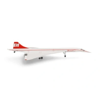 Afbeelding van herpa Modelvliegtuig Braniff International Concorde N81AC, miniatuur op schaal 1:500, verzamelbaar, model zonder standaard, metaal