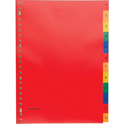Afbeelding van Pergamy Tabbladen, Ft A4, 23 gaatsperforatie, Pp, Geassorteerde Kleuren, Set 1 12 Tabbladen