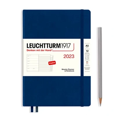 Afbeelding van LEUCHTTURM1917 365888 weekkalender &amp; notitieboek medium (A5) 2023, 12 maanden, marine, Engels