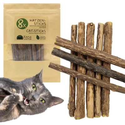 Afbeelding van KaraLuna 8 x kattensticks, tandverzorging en kattenkauwspeelgoed, natuurproduct van matatabi stick kat, kattenkruid, valeriaan, kattenstokken, kattenspeelgoed
