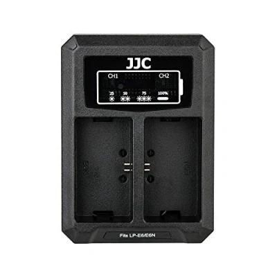 Afbeelding van JJC USB Dubbele Oplader Acculader voor Canon EOS R R5 5DIV 5DIII 5DII 5Ds R, 6D 6DII 7D 7DII 90D 80D 70D 60D 60Da LP E6 E6N E6NH Accu