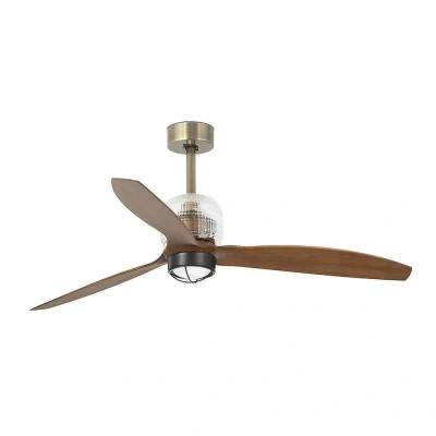 Afbeelding van Faro Lighting Deco LED Goud, Houten Plafondventilator met DC Motor, 3000K