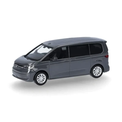 Afbeelding van Herpa modelauto VW Multivan, Pure Grey, miniatuur op schaal 1:87, verzamelobject, Made in Germany, kunststof model