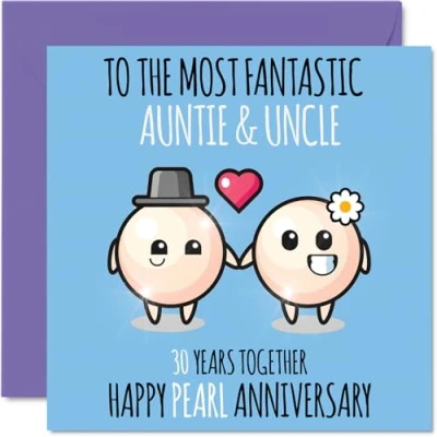 Afbeelding van Leuke parel verjaardagskaart voor tante en oom 30 jaar samen Gelukkige 30e huwelijksverjaardag kaarten tante, 145 mm x wenskaarten dertigste jubilea