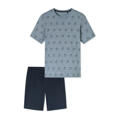 Afbeelding van Schiesser Heren pyjama kort ronde hals 95/5 Nightwear pyjamaset, nachtblauw_182608, 52, Nachtblauw 182608, 52