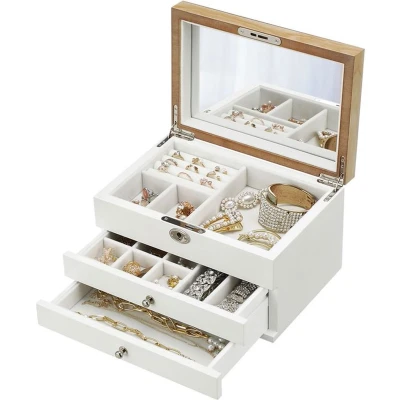 Afbeelding van MIRA Home Sieradendoos Juwelendoos Sieraden Organizer Wit 24,5x17x14,5