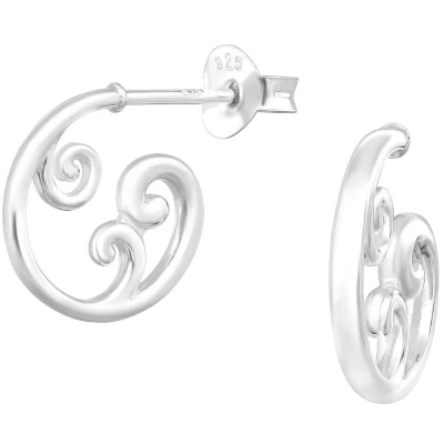 Afbeelding van JoyS Zilveren oorringen stud golf fantasie 11.5 mm sterling zilver 925 oorbellen