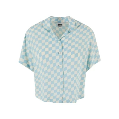 Afbeelding van Urban Classics Overhemdblouse, Dames, Maat: 4XL, Oceanbluecheck