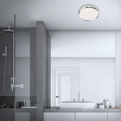 Afbeelding van Briloner Leuchten LED plafondlamp, badkamerlamp, badkamerlamp incl. sterrendecoratie, IP44, 12 Watt, 1.200 lumen, 4.000 Kelvin, chroomwit, 280x70mm (DxH)
