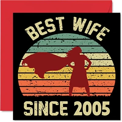 Afbeelding van 19e verjaardagskaart voor vrouw van echtgenoot Beste sinds 2005 I Love You Gifts, Happy huwelijksverjaardag kaarten partner, 145 mm x wenskaarten negentiende jubilea
