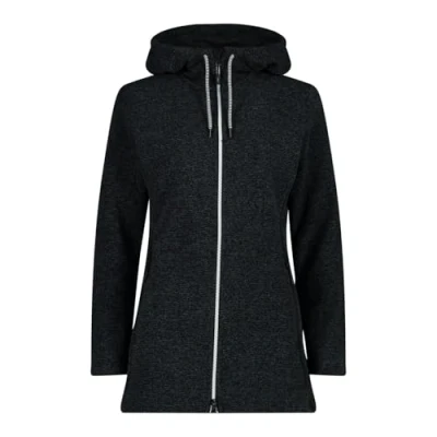 Afbeelding van CMP Knit Tech fleecejack voor dames, met vaste capuchon, zwart, 44
