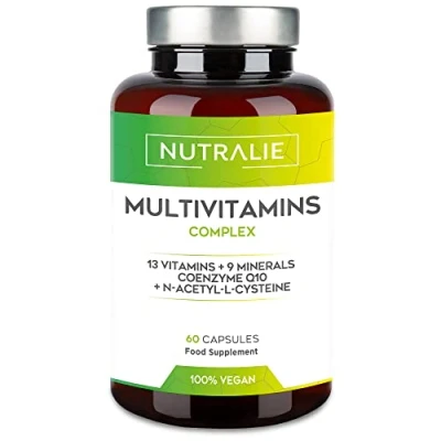 Afbeelding van Multivitamine en Mineralen Met 29 Vitaminen + 9 A B C D E K Q10 N Acetyl L Cysteïne Veganistisch 60 Capsules Nutralie